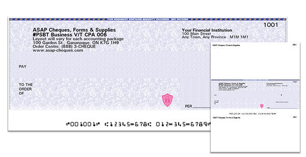 Business Voucher Computer Cheque (cheque in middle) - Blue Security Design