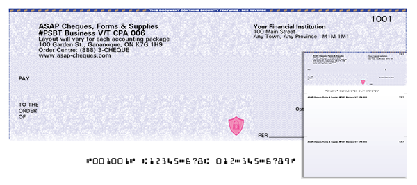 Computer Voucher Cheques (Cheque On Top) - Security - Blue