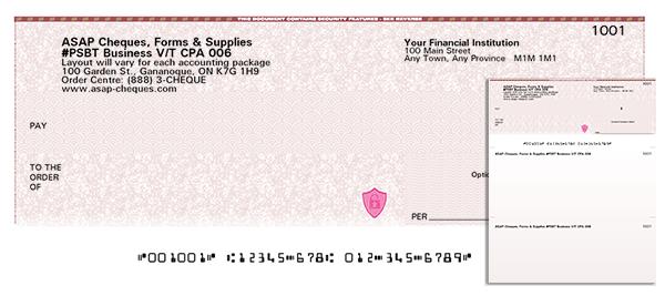 Business Voucher Computer Cheque (cheque on top) - Rose/Pink Security Design