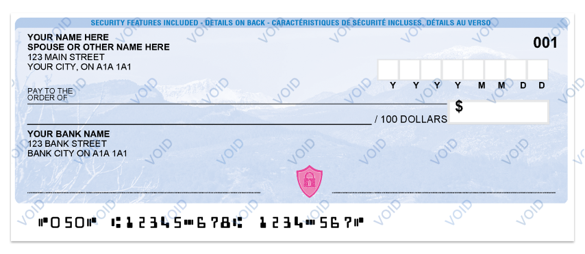 Personal Cheques (single) Classic Security Design - Blue Security Design