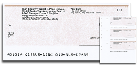 Wallet 3 per Page Computer Cheques - Parchment Security Design